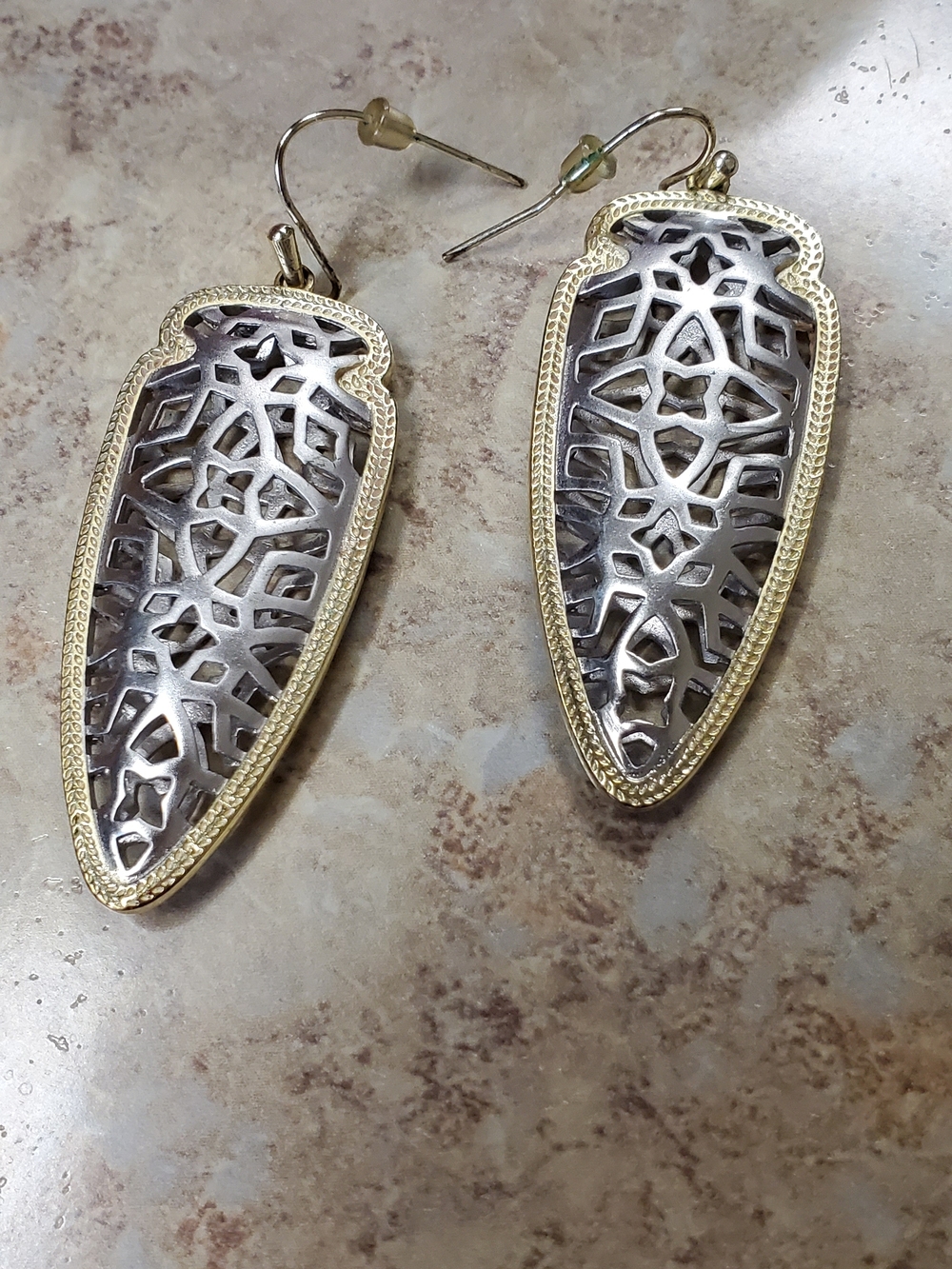 Kendra Scott Two-Tone Filigree Dangle Earrings - Gold & Silver
